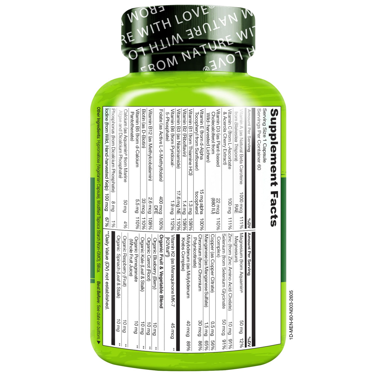 NATURELO Multivitamine pour Hommes, capsules dans une main
