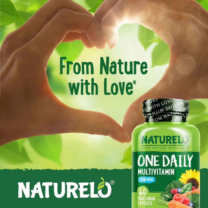 NATURELO Multivitamine pour Hommes, emballage ouvert avec capsules visibles