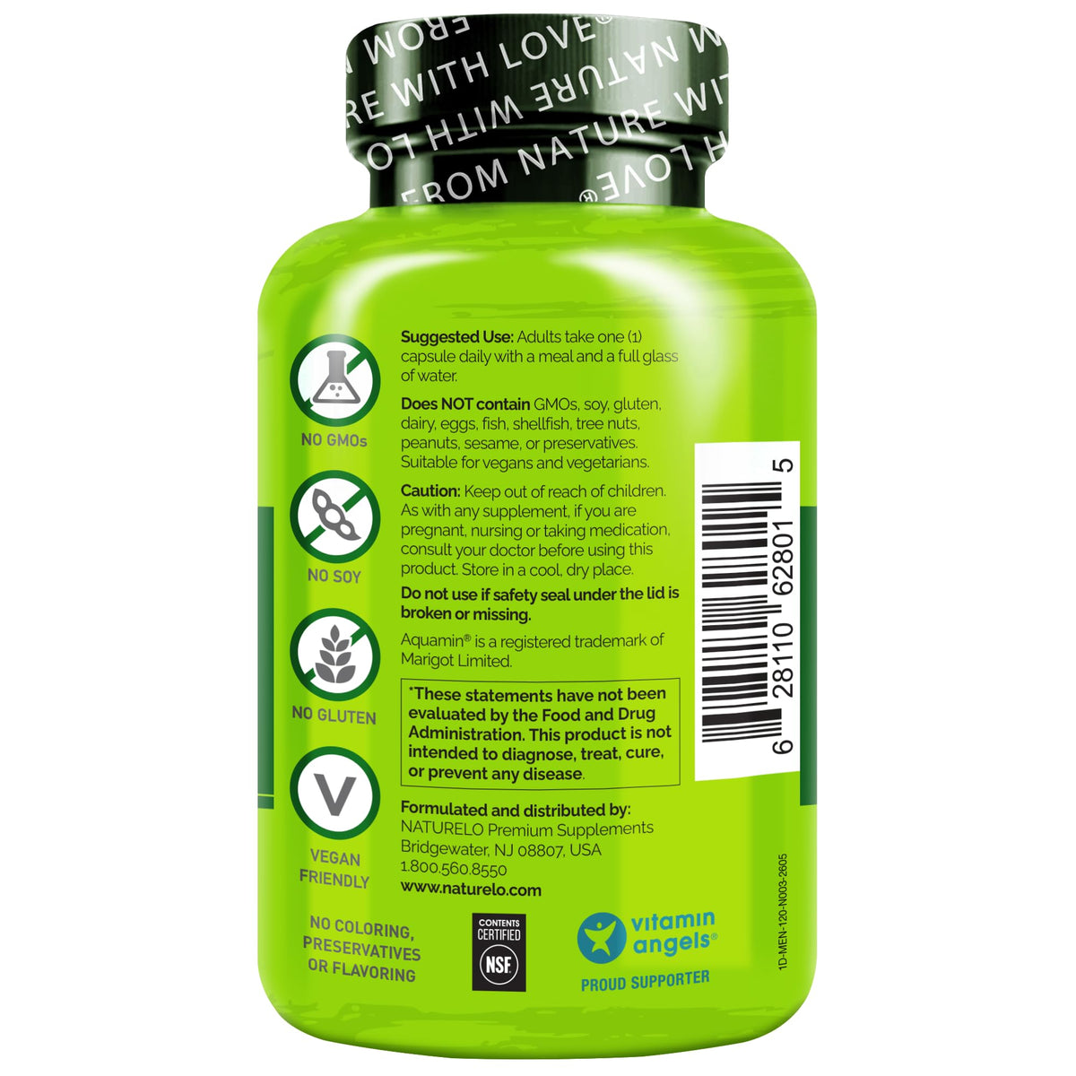 NATURELO Multivitamine pour Hommes - emballage ouvert avec gélules visibles