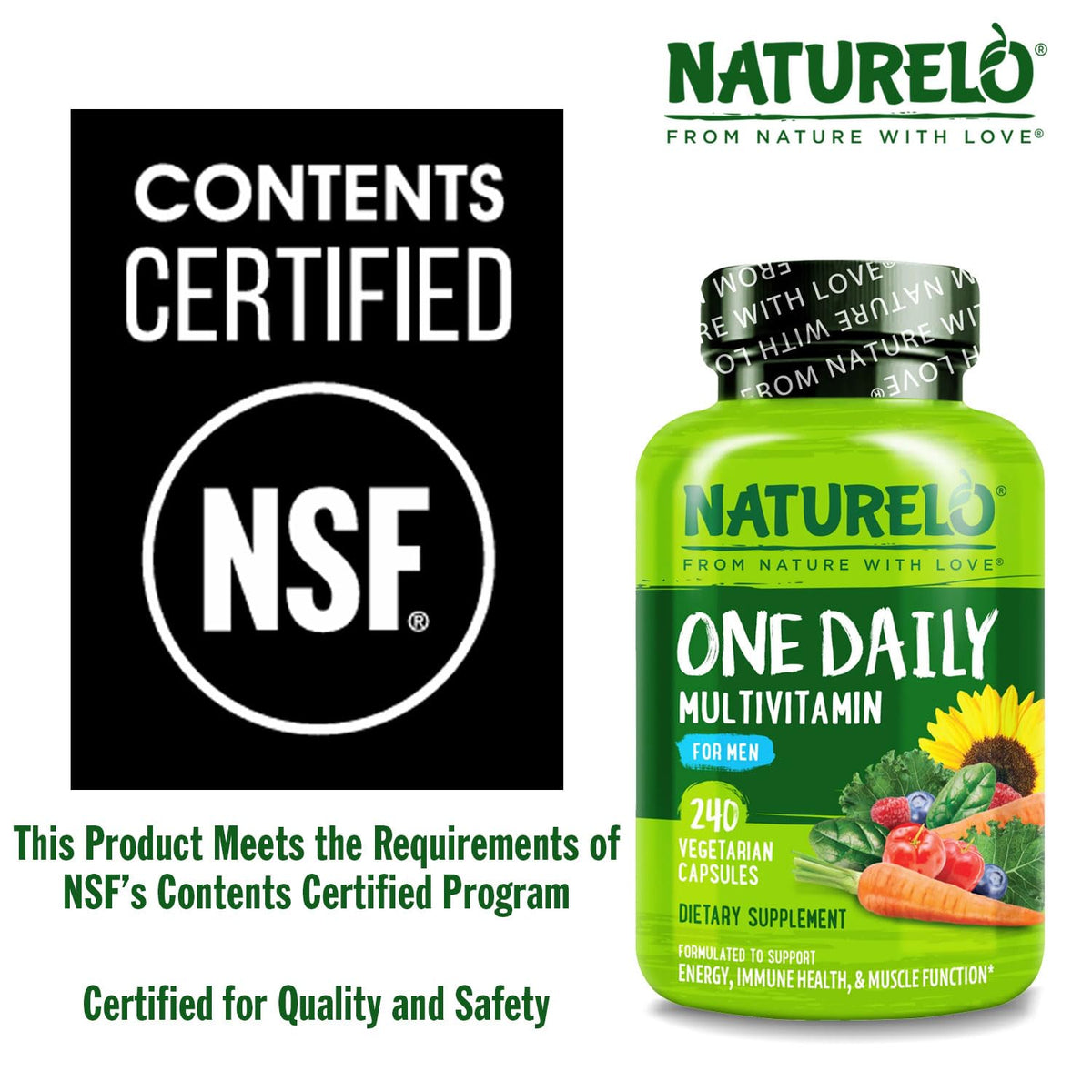 NATURELO Multivitamine pour Hommes - prise de capsules avec un verre d'eau