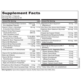 NATURELO Multivitamine pour Hommes, vue arrière de l'emballage