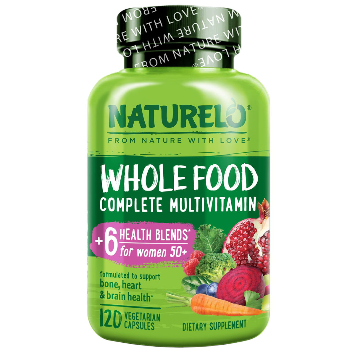 NATURELO Multivitamines 50+ boîte avant vue avec 120 capsules