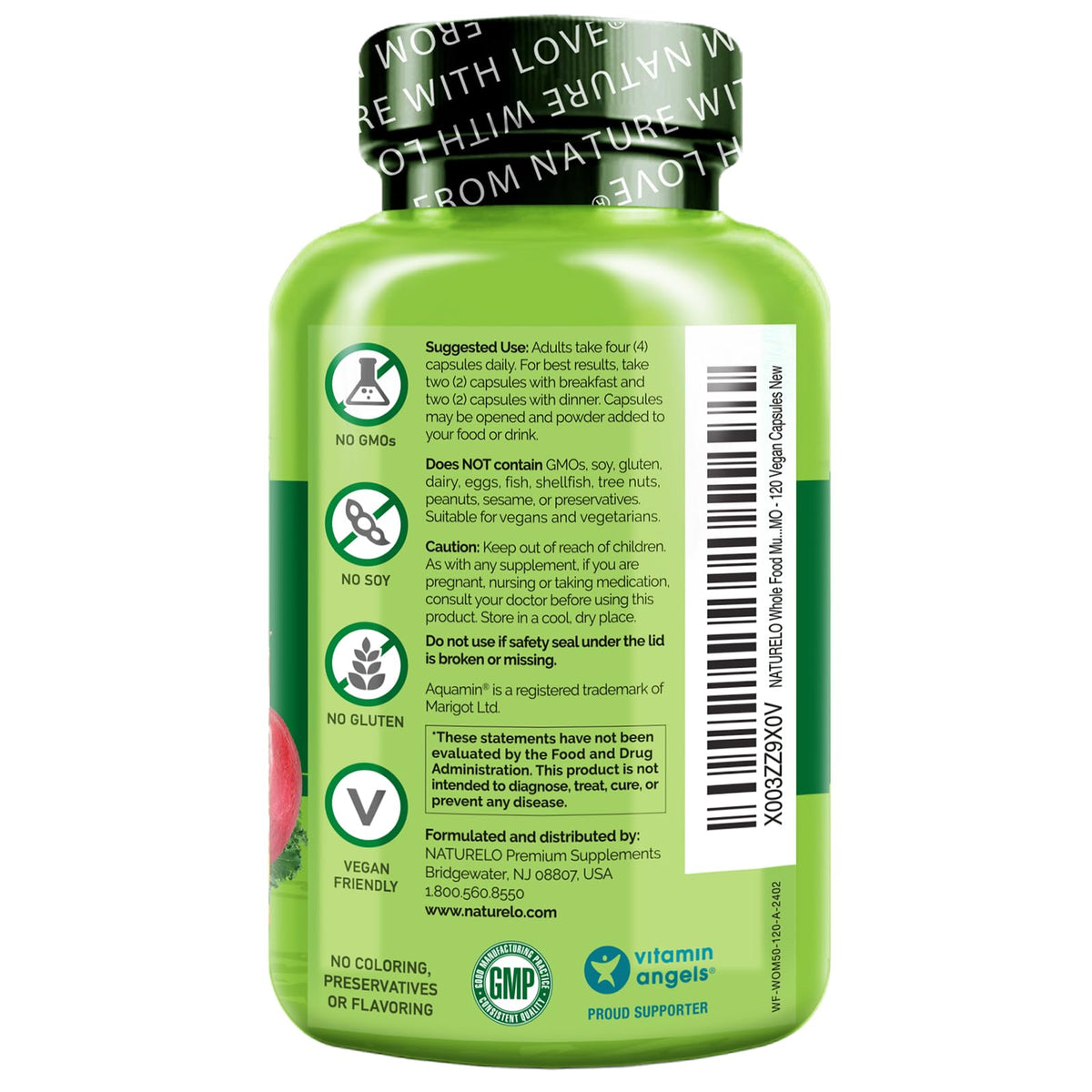 NATURELO Multivitamines 50+ tableau des ingrédients