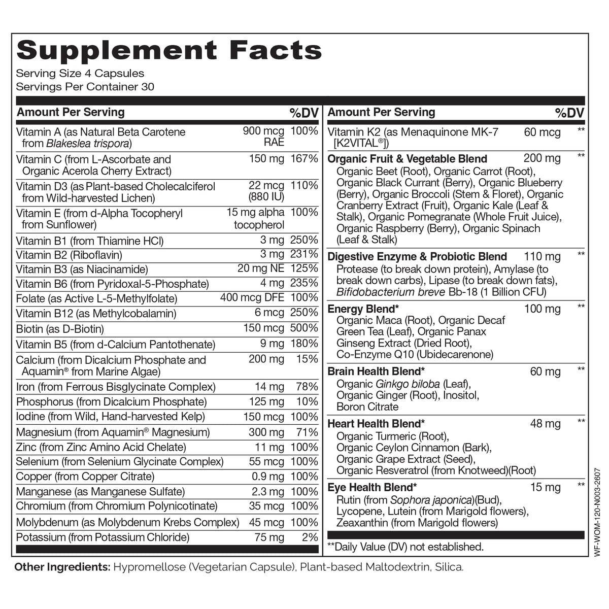 NATURELO Multivitamines Complètes 120 Capsules sur une table