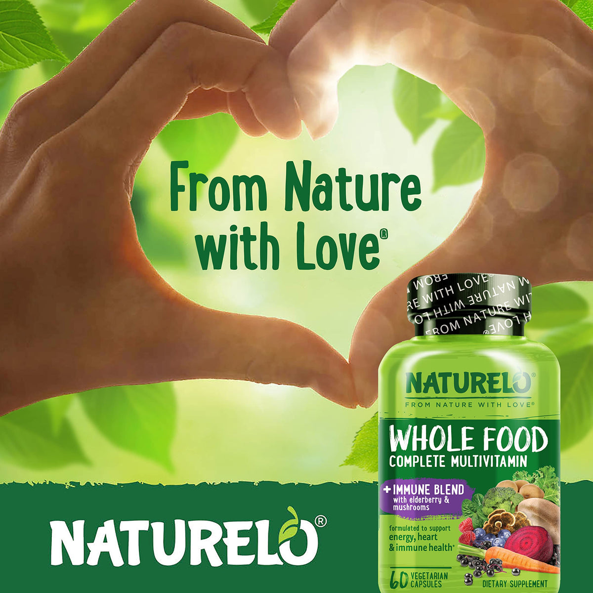 NATURELO Multivitamines Complètes 60 Capsules Végétales - capsules dans une main