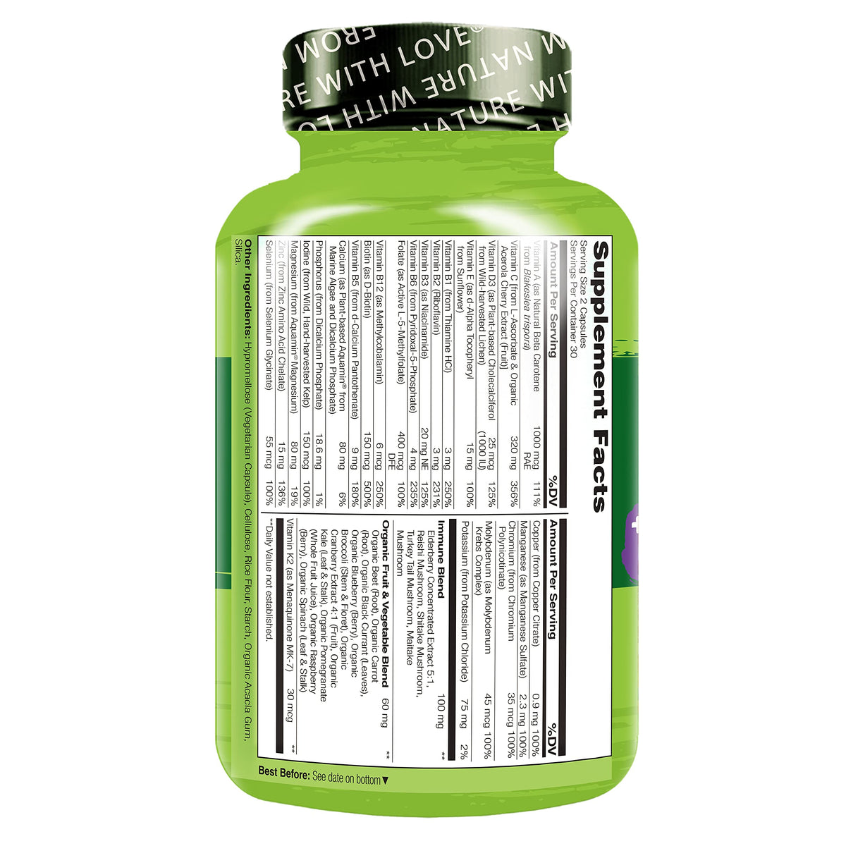 NATURELO Multivitamines Complètes 60 Capsules Végétales - présentation sur une table