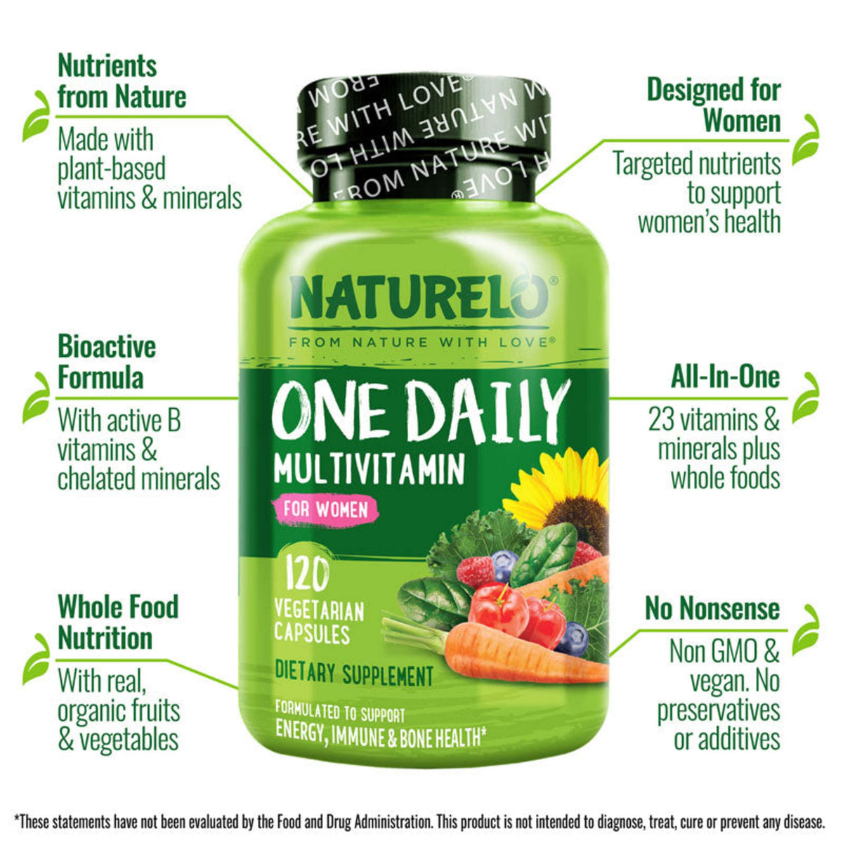 NATURELO Multivitamines Femmes 120 comprimés étiquette