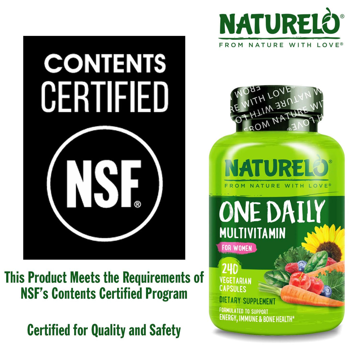 NATURELO Multivitamines Femmes ingrédients naturels