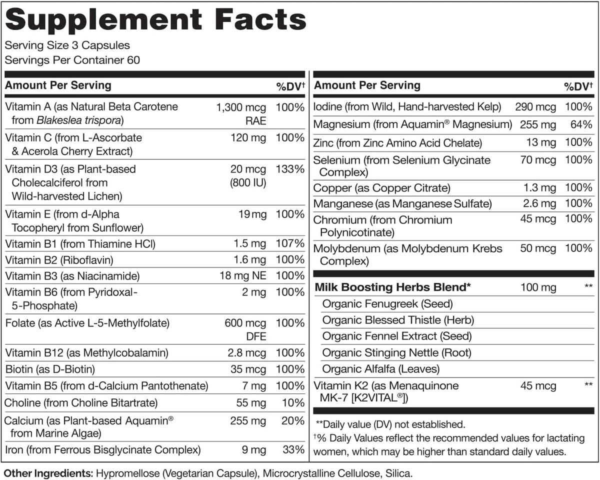 NATURELO Multivitamines Postnatales 180 capsules avec ingrédients naturels