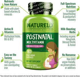 NATURELO Multivitamines Postnatales 180 capsules côté
