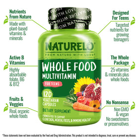 NATURELO Multivitamines pour Adolescents 120 Capsules avec ingrédients naturels