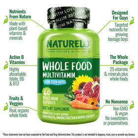 NATURELO Multivitamines pour Adolescents 60 Capsules - vue arrière