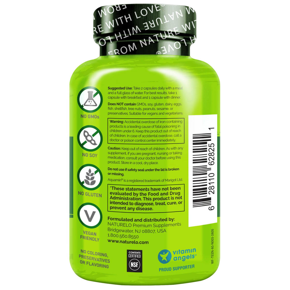 NATURELO Multivitamines pour Adolescents accompagnées d'un verre d'eau