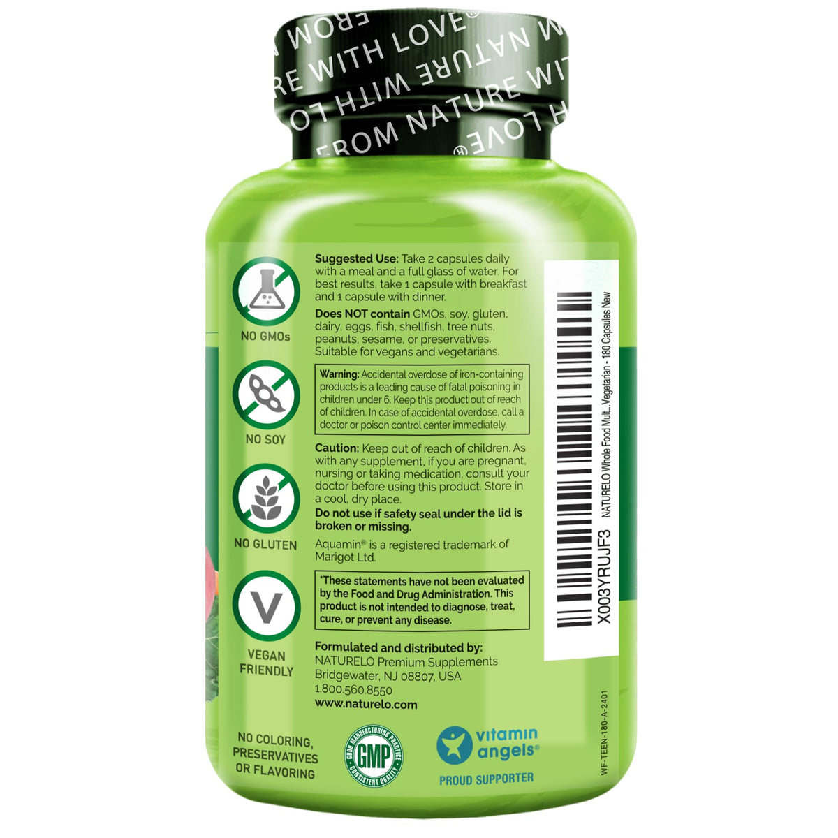 NATURELO Multivitamines pour Adolescents détails des ingrédients