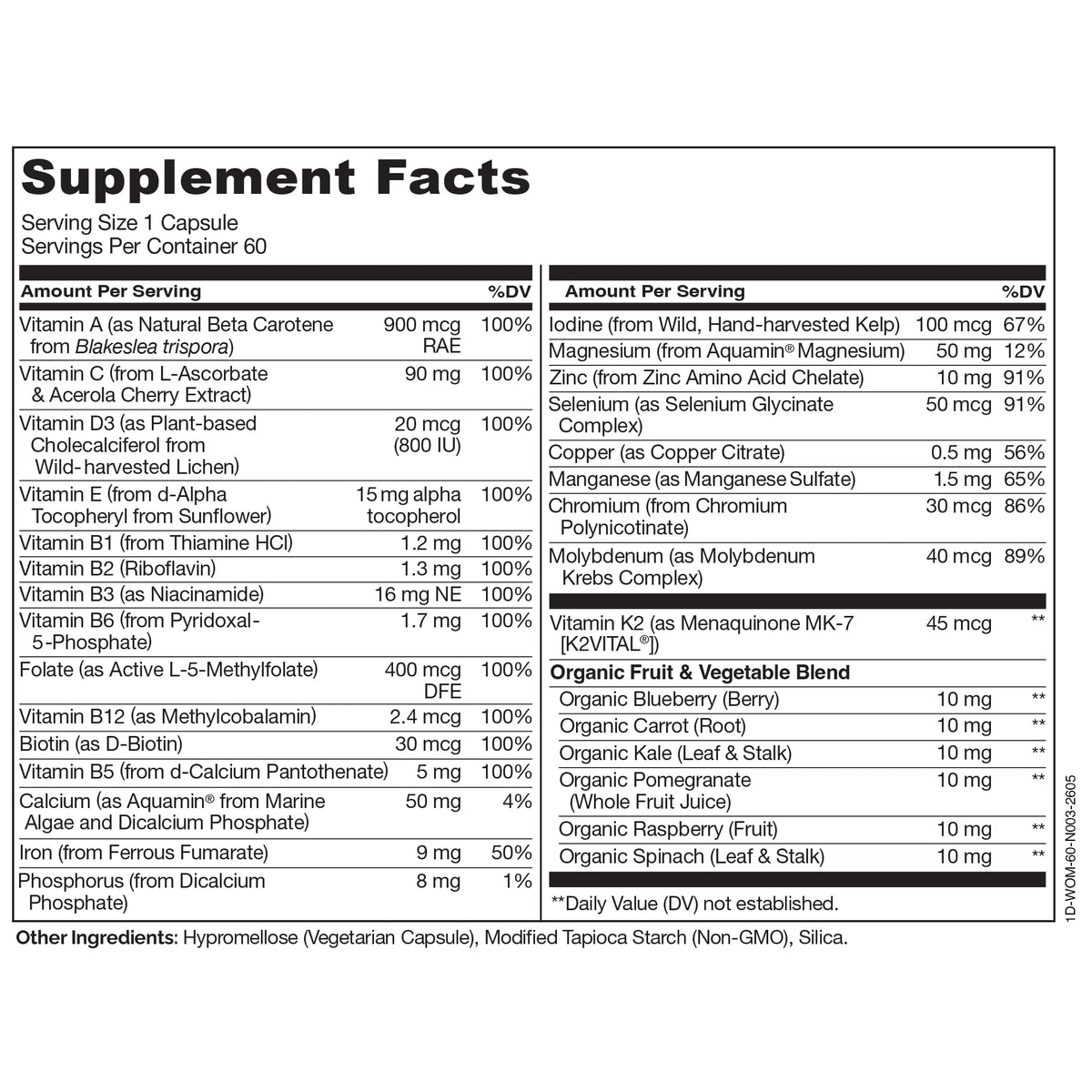 NATURELO Multivitamines pour Femmes ingrédients naturels