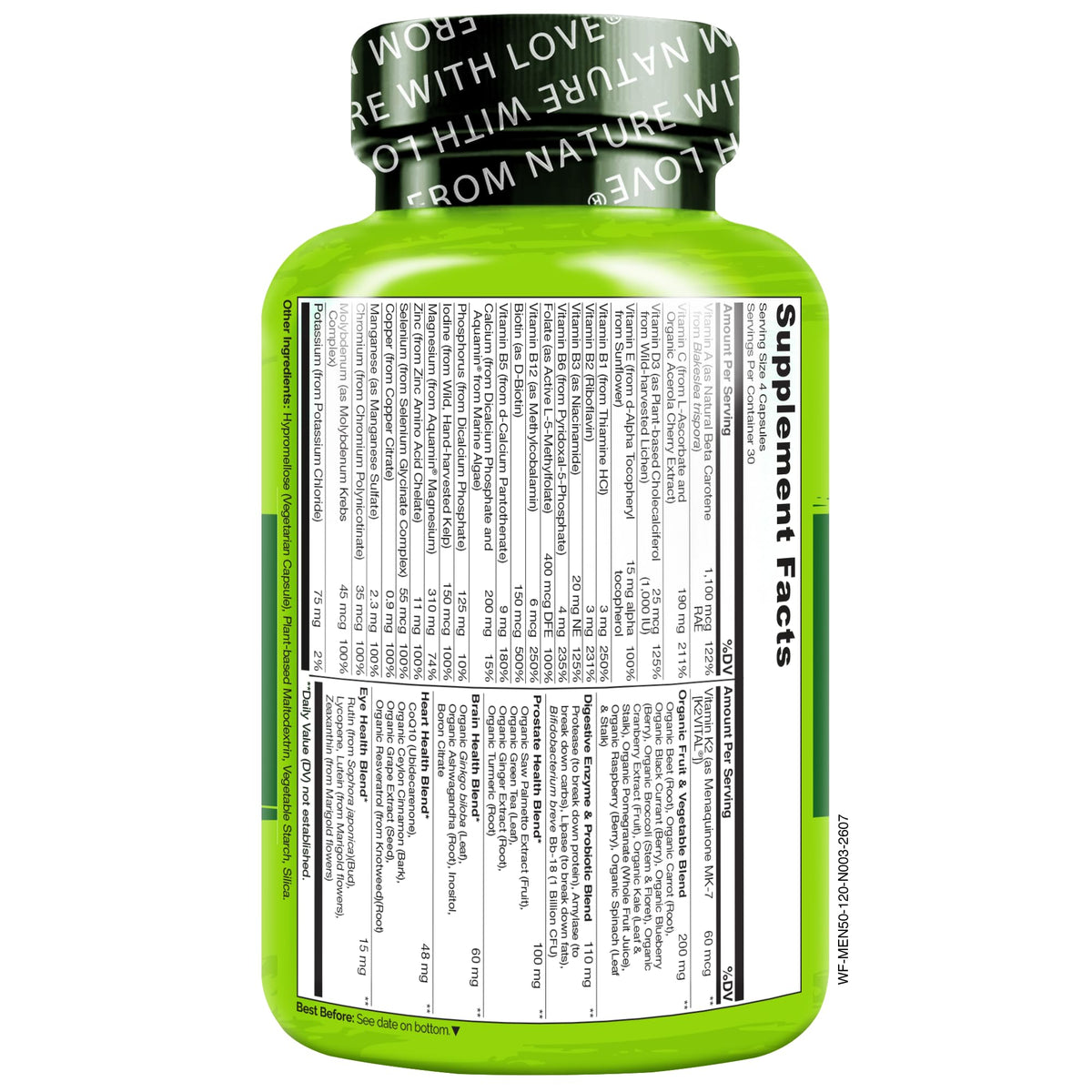 NATURELO Multivitamines pour Hommes 50+ capsules vues de près
