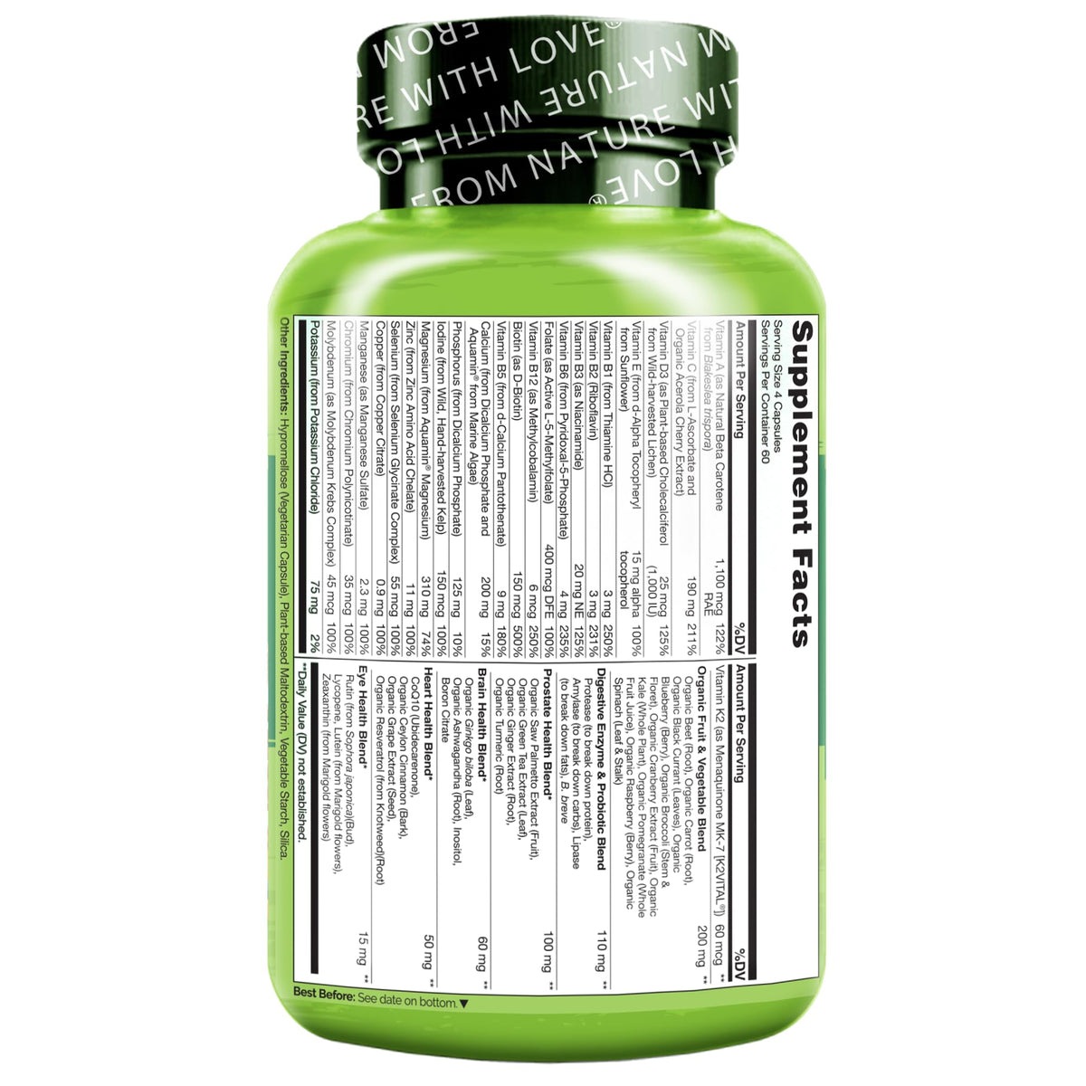 NATURELO Multivitamines pour Hommes 50+ - ingrédients en détail