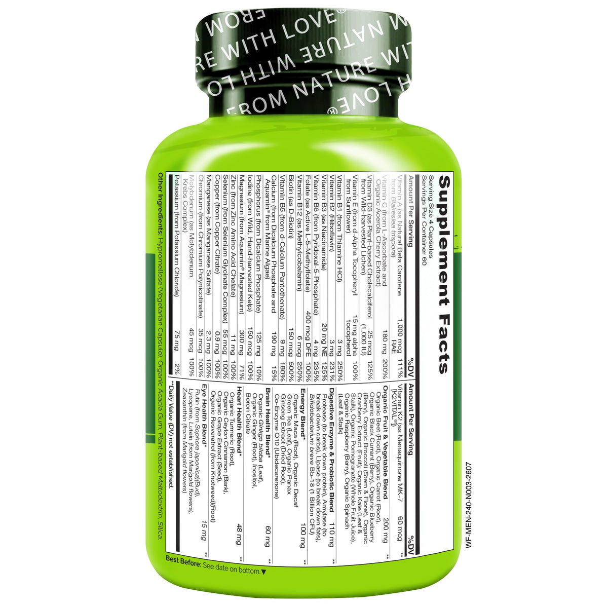 NATURELO Multivitamines pour Hommes - Détails de l'emballage