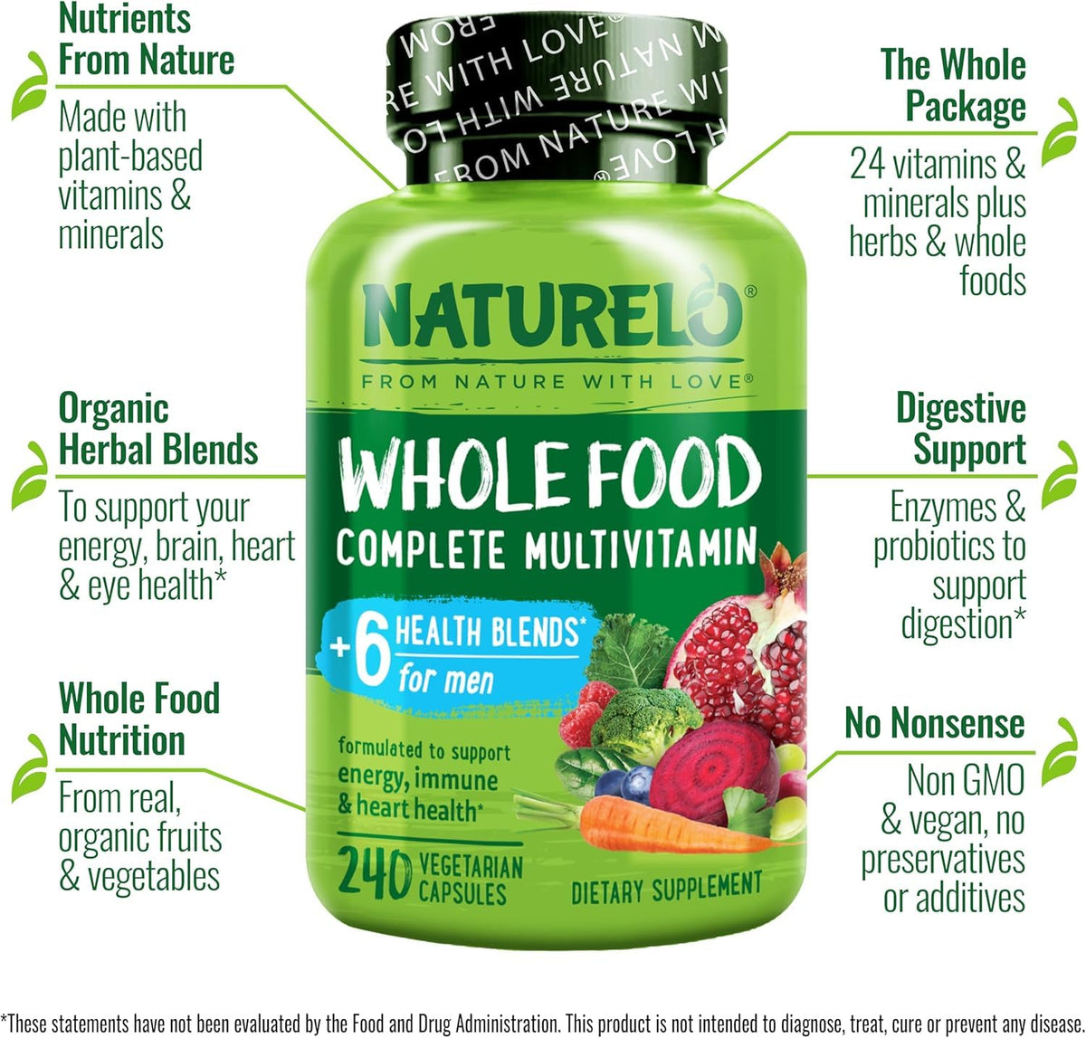 NATURELO Multivitamines pour Hommes - Vue de côté de l'emballage