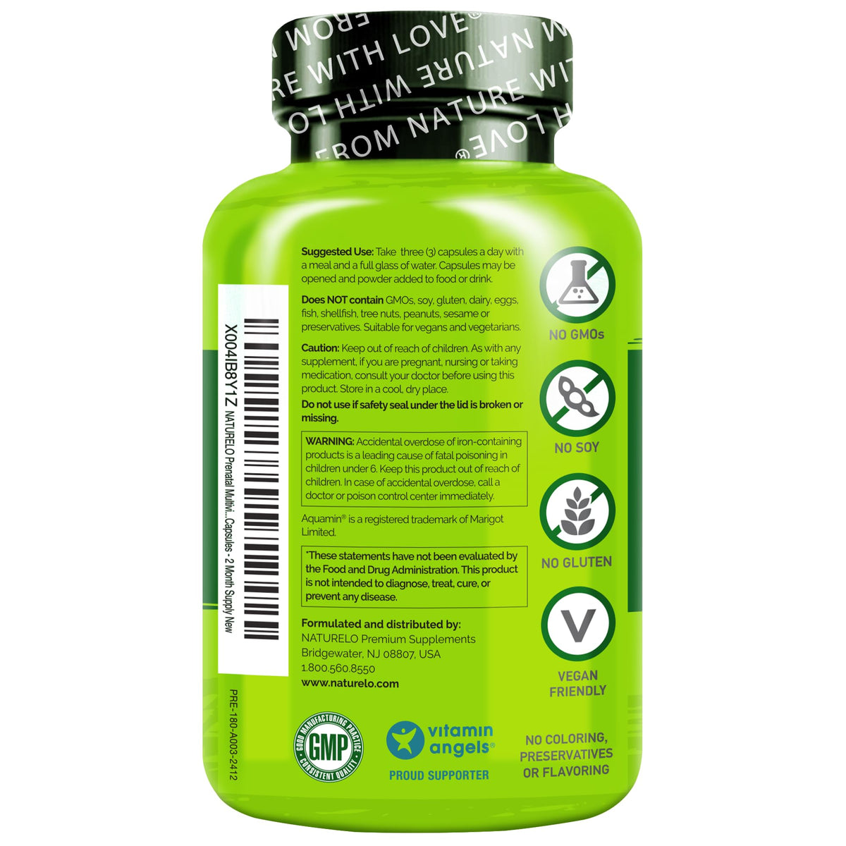 NATURELO Multivitamines Prénatales 180 Capsules dosage