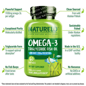 NATURELO Omega 3 1100mg gélules avec bouchon