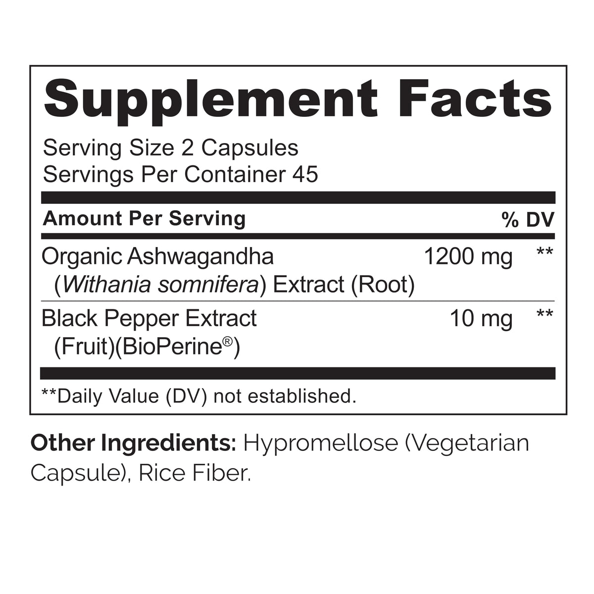 NATURELO Poudre de Racine d'Ashwagandha Bio 90 Capsules Végétales avec étiquette