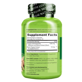 NATURELO Poudre de Racine d'Ashwagandha Bio 90 Capsules Végétales côté