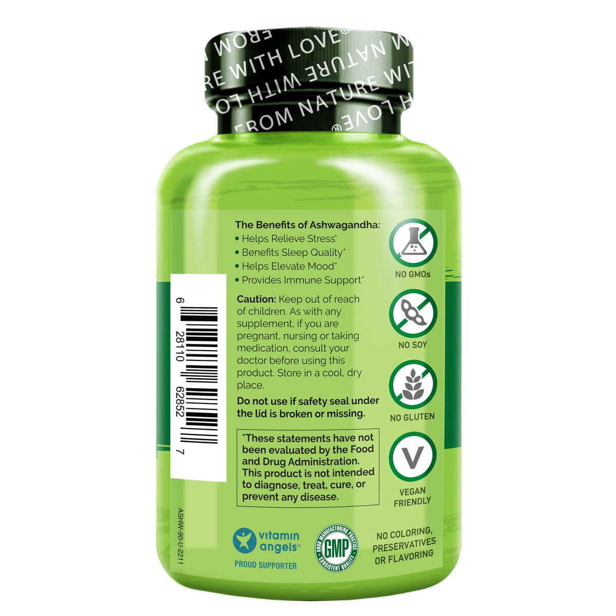 NATURELO Poudre de Racine d'Ashwagandha Bio 90 Capsules Végétales sur table