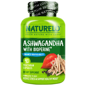 NATURELO Poudre de Racine d'Ashwagandha Bio 90 Capsules Végétales vue de face