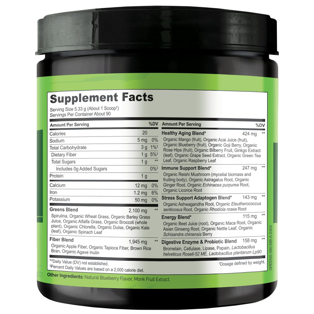 NATURELO Poudre de Superaliments Verts 480g, enregistrement de produit