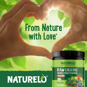 NATURELO Poudre de Superfood Raw Greens 240g avec fruits et légumes