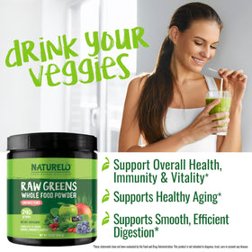 NATURELO Poudre de Superfood Raw Greens 240g emballage