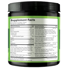 NATURELO Poudre de Superfood Raw Greens 240g sur une table