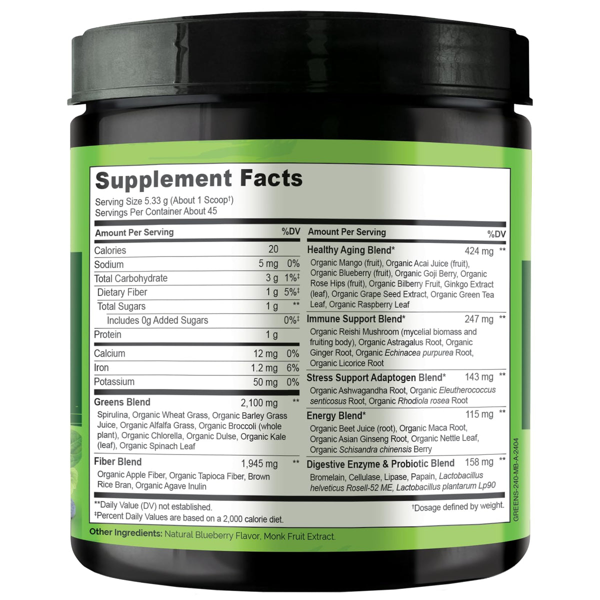 NATURELO Poudre Superfood Greens 240g - illustration des bienfaits