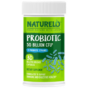 NATURELO Probiotiques 50 Milliards CFU 30 Capsules - vue de face