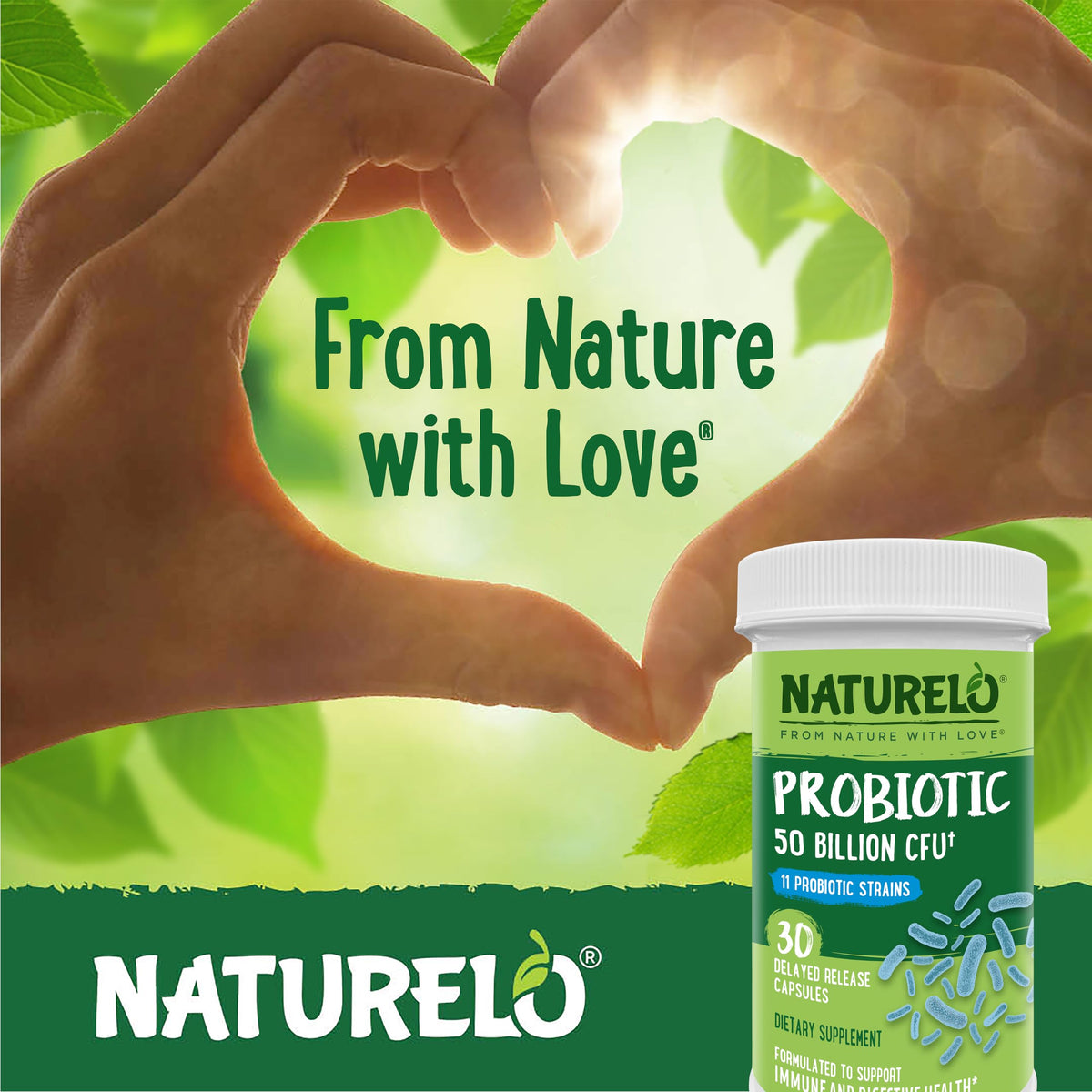 NATURELO Probiotiques 50 Milliards CFU - capsules dans un verre d'eau