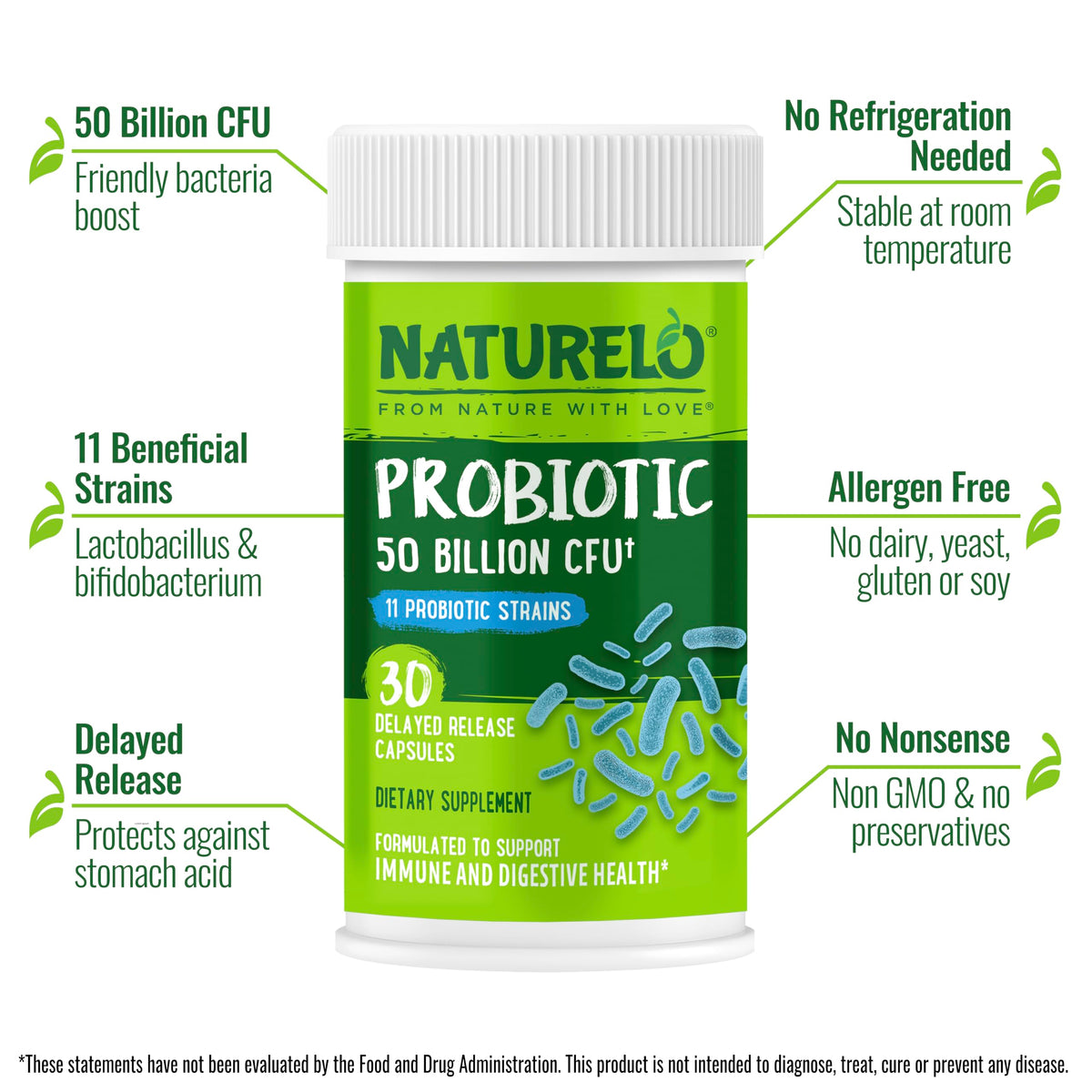 NATURELO Probiotiques 50 Milliards CFU - capsules ouvertes
