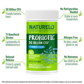 NATURELO Probiotiques 50 Milliards CFU - capsules ouvertes