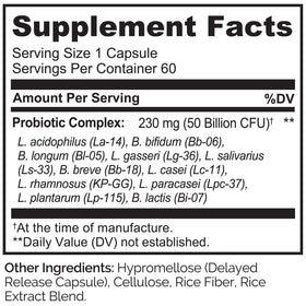 NATURELO Probiotiques 60 Capsules ouvertes montrant les capsules