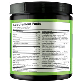 NATURELO Raw Greens Poudre Superaliment 480g sur une table