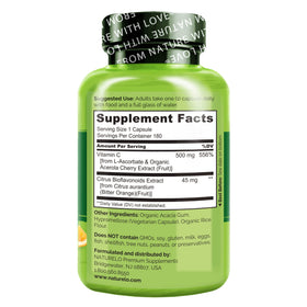 NATURELO Vitamine C 500 mg 180 capsules côté