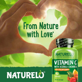 NATURELO Vitamine C 500 mg 180 capsules ouvertes