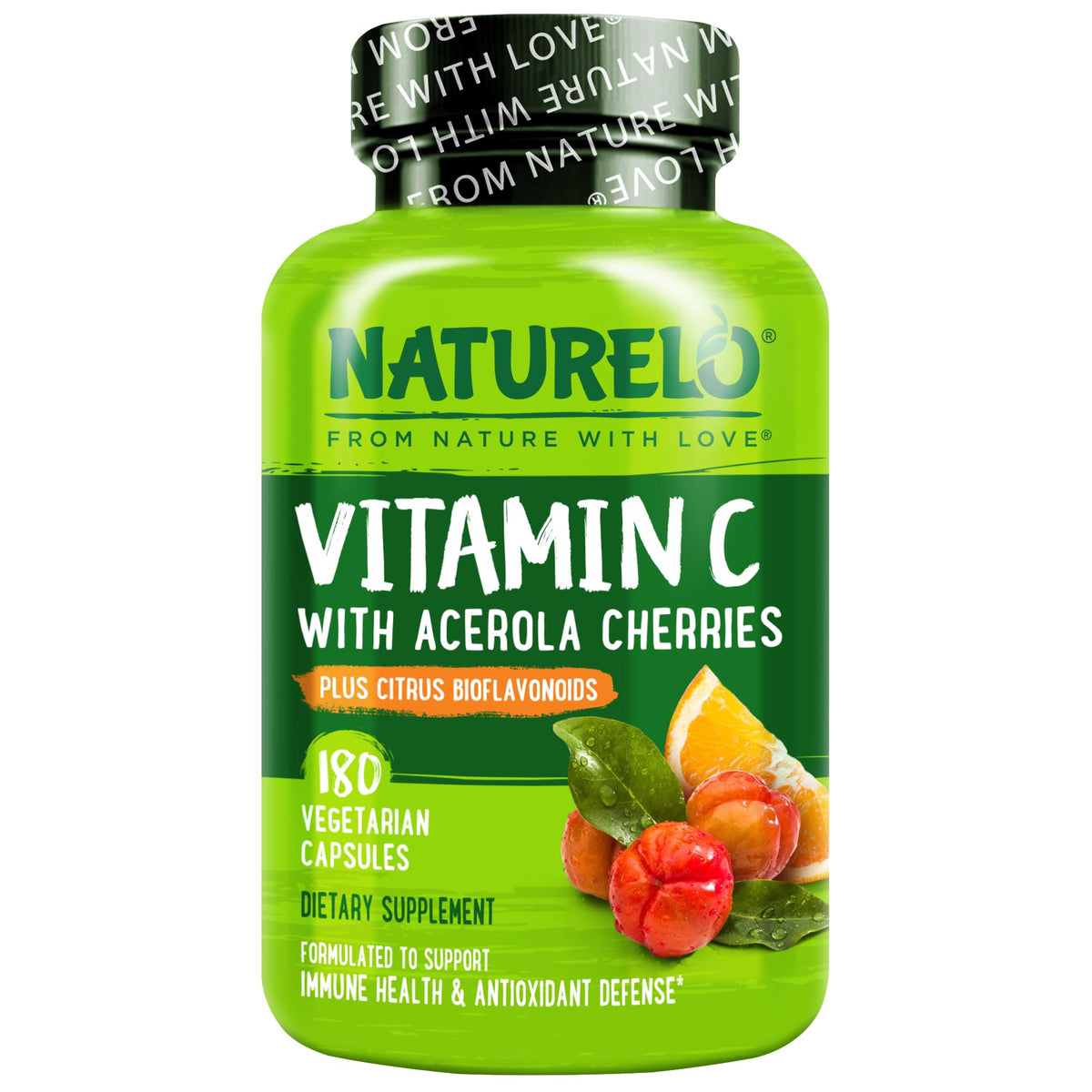 NATURELO Vitamine C 500 mg 180 capsules vue de face