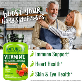 NATURELO Vitamine C 500 mg 90 capsules, vue de côté