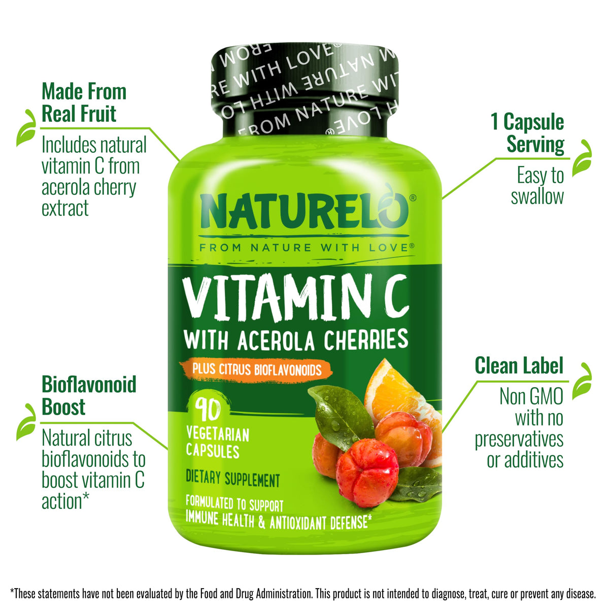 NATURELO Vitamine C 500 mg, étiquette du produit