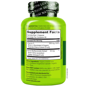 NATURELO Vitamine C 500 mg, prise de capsules avec un verre d'eau