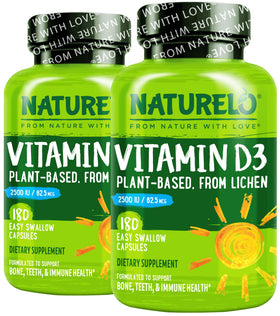 NATURELO Vitamine D3 2500 IU 180 capsules vue de face