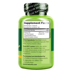 NATURELO Vitamine D3 2500 IU capsules sur une table
