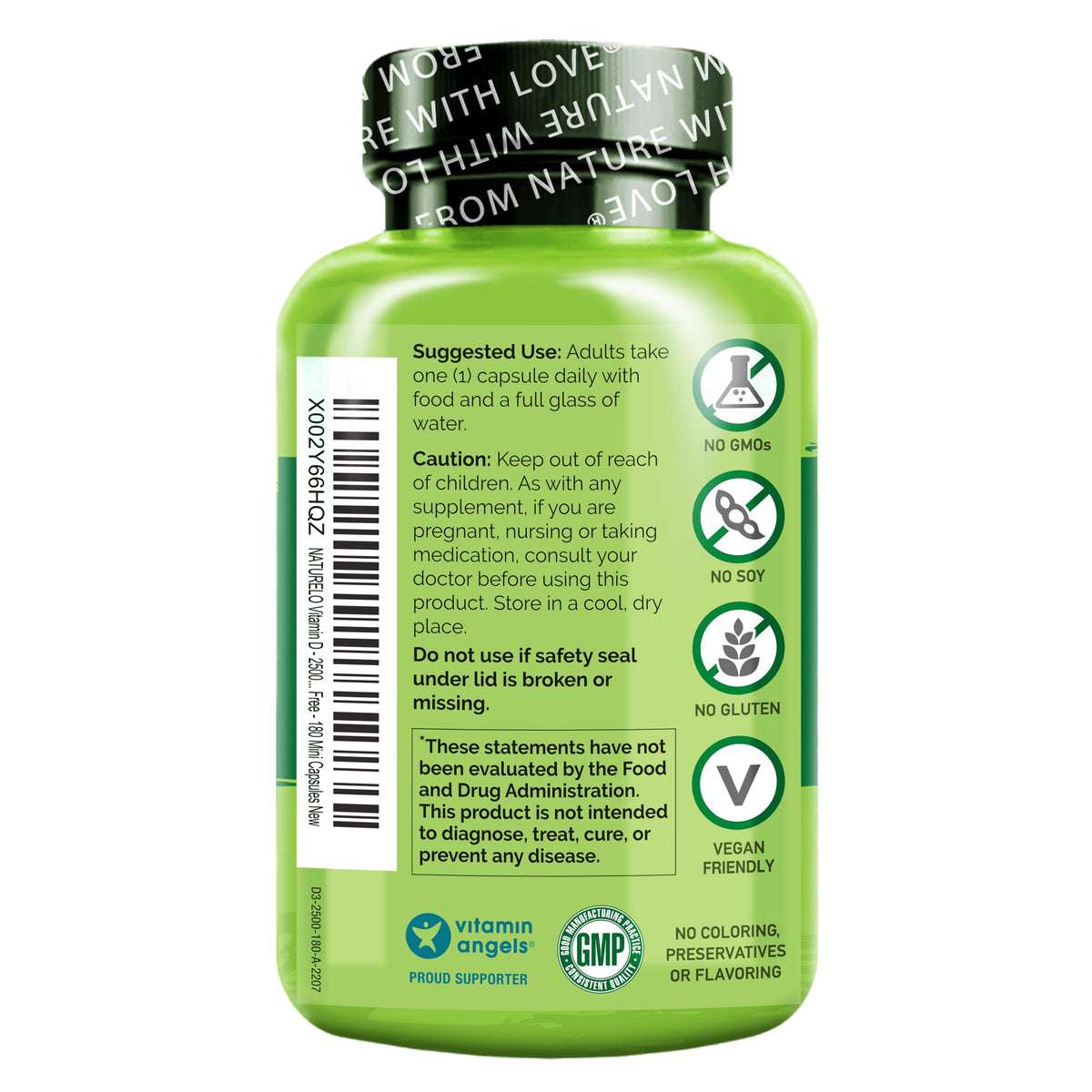 NATURELO Vitamine D3 2500 IU présentation des capsules