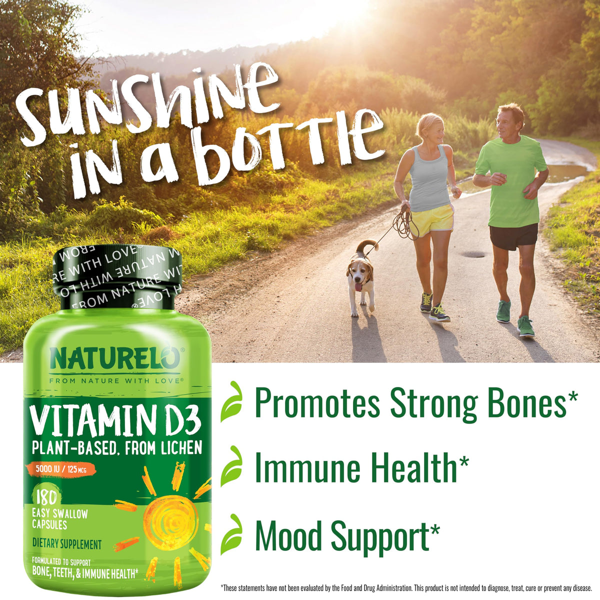 NATURELO Vitamine D3 5000 IU 180 capsules, emballage